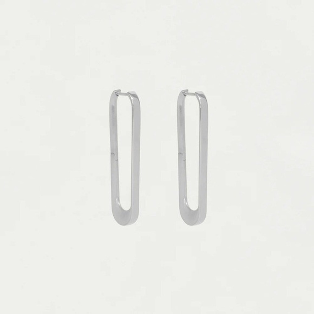 Dean Davidson Ipanema Large Hoop Earrings Silver Elongated Oval Hinge NEW